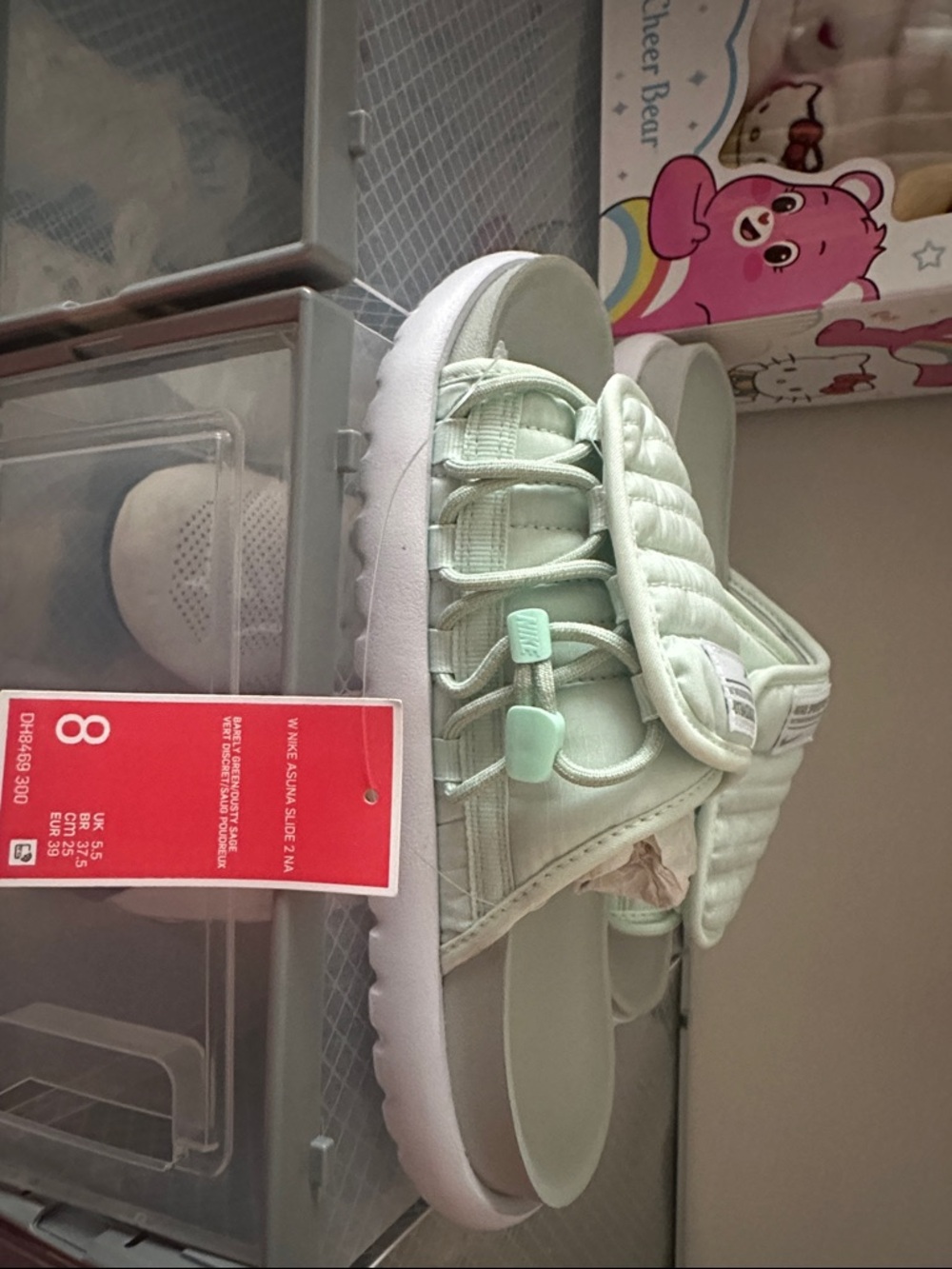 Nike Kids Mint Green Slide Sandals with Cushioned Strap